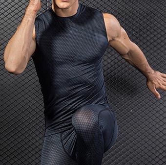 Men'S 3D Printing Fitness Running Vest Body-Hugging Stretch Vest Shoulder Vest Quick-Dry Clothes
