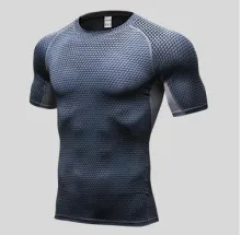 Men 3D Three-Dimensional Printing Fitness Running Training Short Sleeve Tight Elastic Wicking Quick-Drying Clothes - ShopShipShake