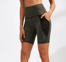 Ladies High Waist Yoga Pants Mesh Pockets Running Training Sports Tight Stretch Quick-Drying Fitness Shorts - ShopShipShake
