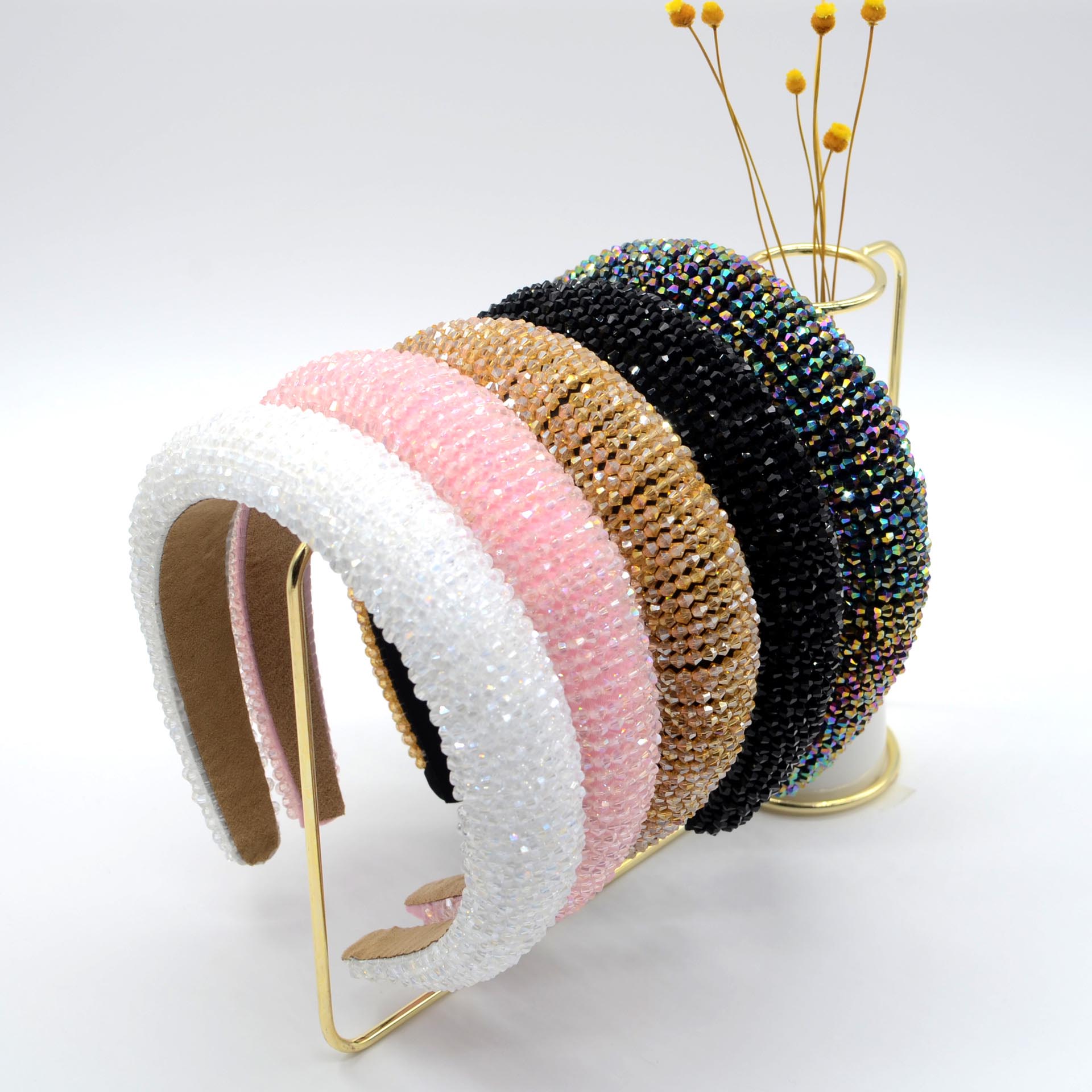 Temperament Solid Crystal Headband Korean Sponge Hairband