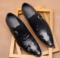 Men'S New Super Large Crocodile Pattern Formal Leather Shoes Buckle Crocodile Shoes - ShopShipShake