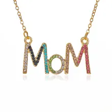 Creative Diamond Mom Letter Necklace Simple Color Diamond Clavicle Chain Mother'S Day Gift - ShopShipShake