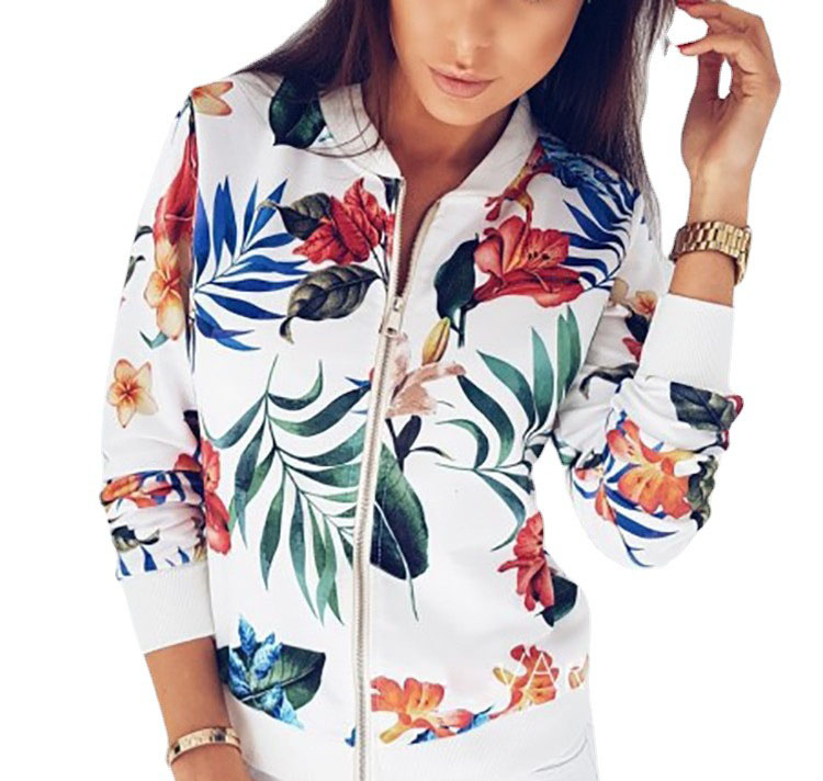 Spring and Autumn Printed Long-Sleeved Short Coat