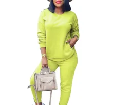 Leisure Suit Pure Color Cotton Sweater Two Piece Set Women - ShopShipShake