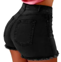 Women's Jeans Shorts Tassel Hole High Waist Denim Pants Trousers - ShopShipShake