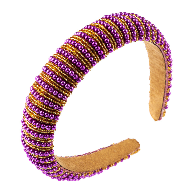High-Grade Thin Sponge Hair Band Simple Wide Edge Handmade Pearl Temperament Headband