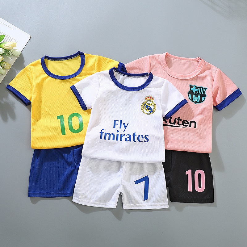 Children's Football Uniform Boys and Girls Spring and Summer Jersey Training Uniform Short-sleeved Shorts Quick-drying Mesh Breathable Suit