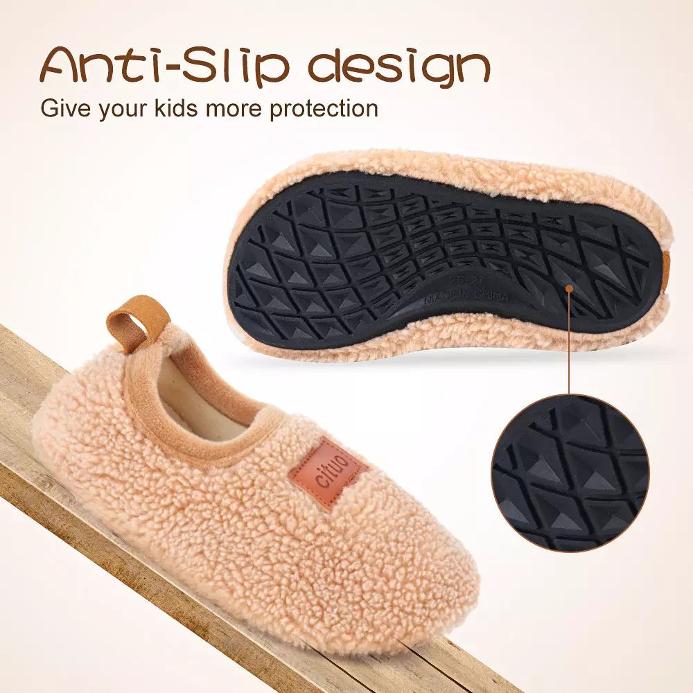 Kids House Slippers Anti-Slip Household Soft Fleece Lined Winter Warm Non-Slip Rubber Sole Shoes Indoor Outdoor Bedroom Slippers for Girls and Boys