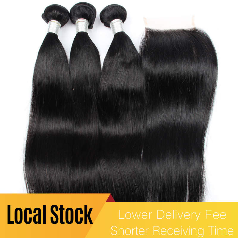Local Stock 12a 100% Raw Human Hair Bundles Straight Hair(Without Closure)