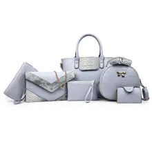 Crocodile new women's bag child mother six piece bag  and  women's shoulder bag bright finish patent leather handbag - ShopShipShake