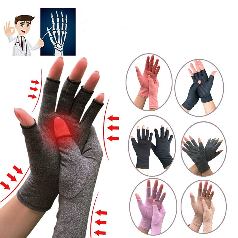 Indoor Sports Copper Fiber Health Care Half Finger Gloves Rehabilitation Training Joint Pressure Glove Inflammation