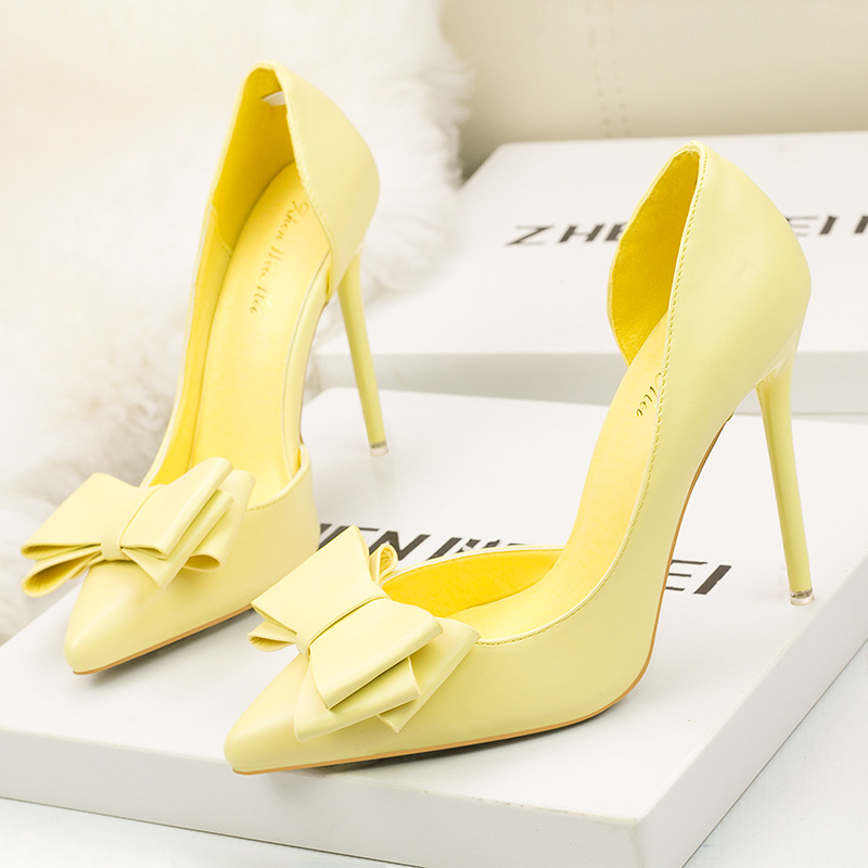 Fashion Elegant High Thin Heel Shallow Mouth Pointed Side Hollow Single Shoes