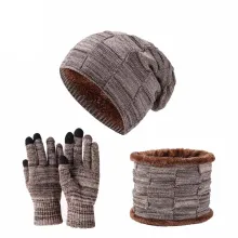Wholesale Plus Velvet Thick Hat Neck Gloves Three-piece Set - ShopShipShake